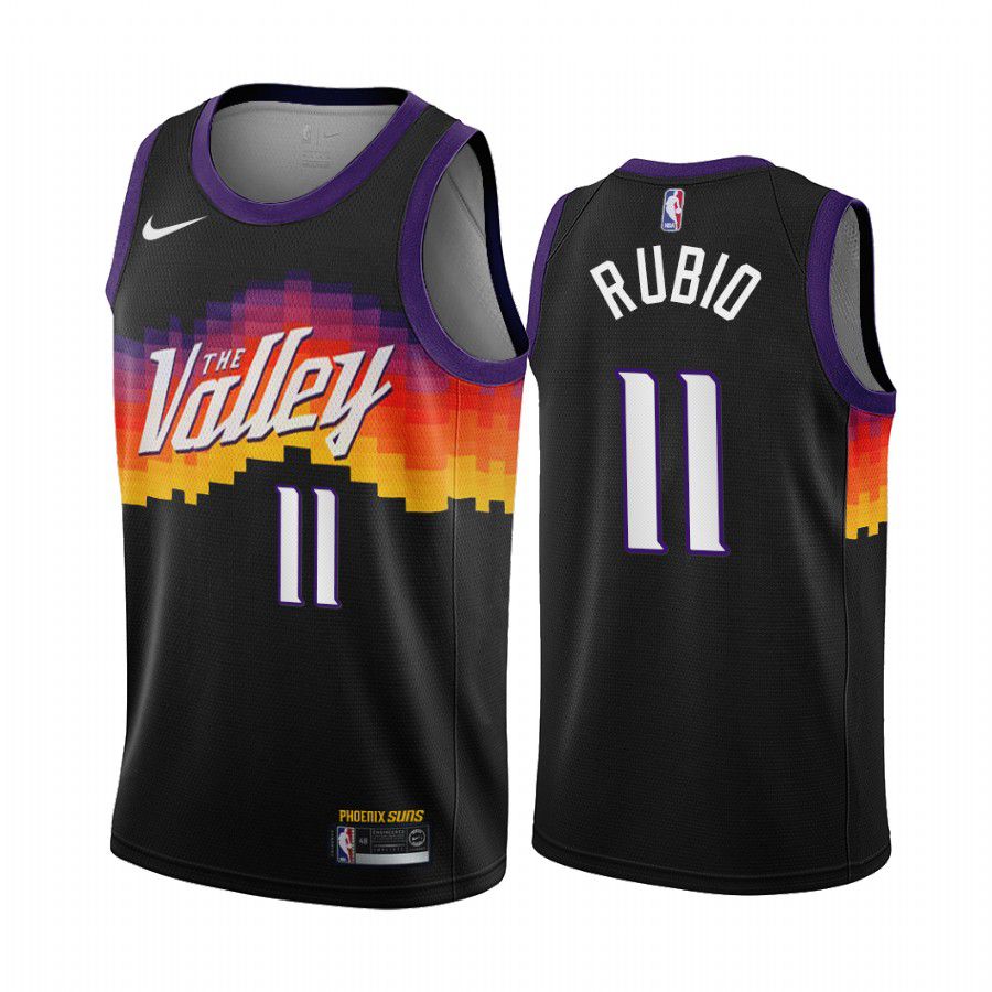 Men Phoenix Suns #11 ricky rubio black city edition the valley 2020 nba jersey->customized nba jersey->Custom Jersey